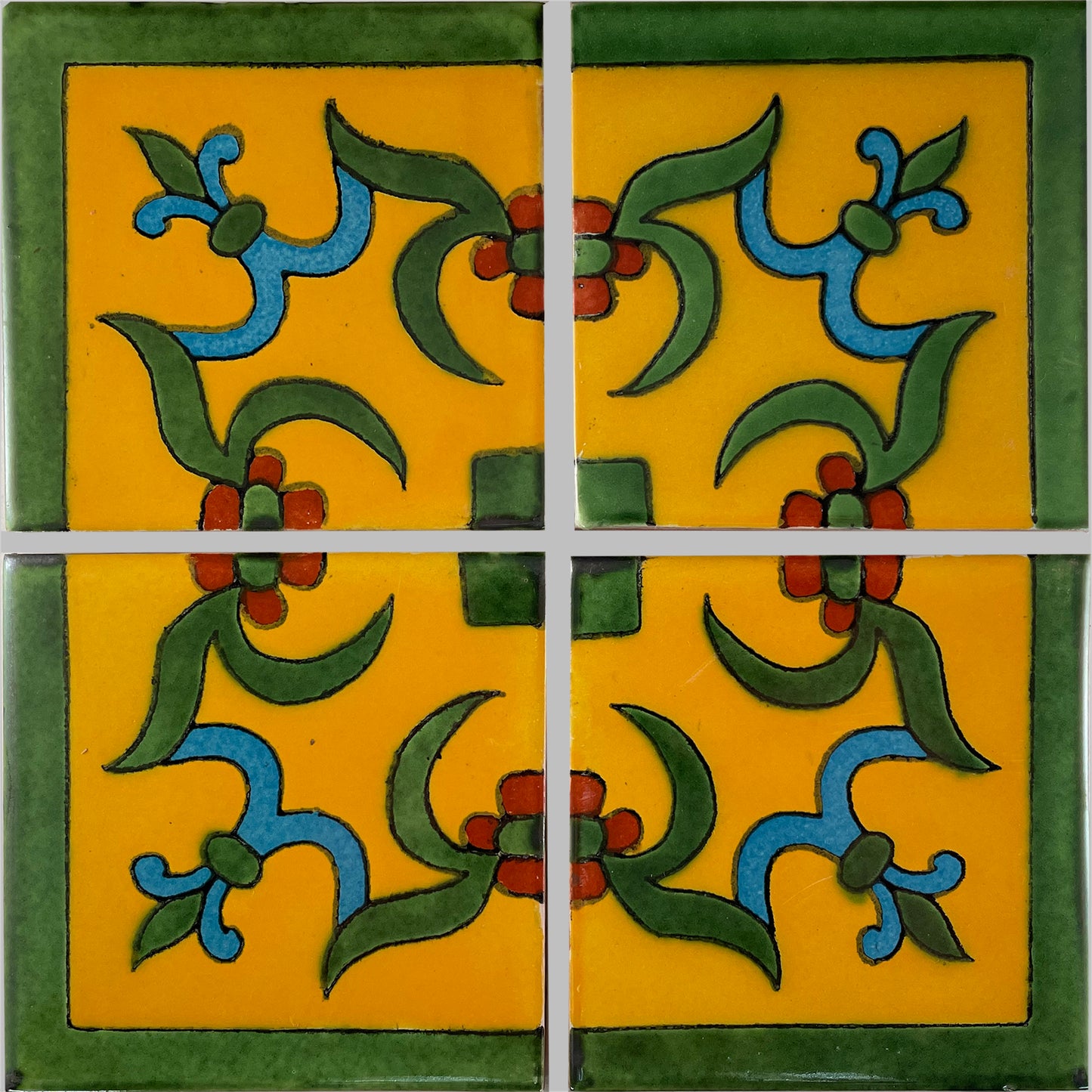 TalaMex Yellow Liz Corner Talavera Mexican Tile