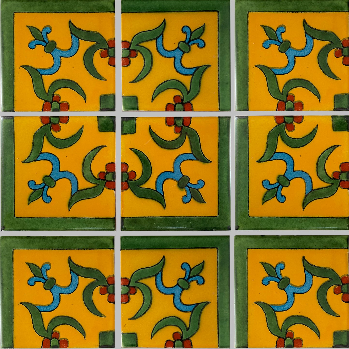 TalaMex Yellow Liz Corner Talavera Mexican Tile