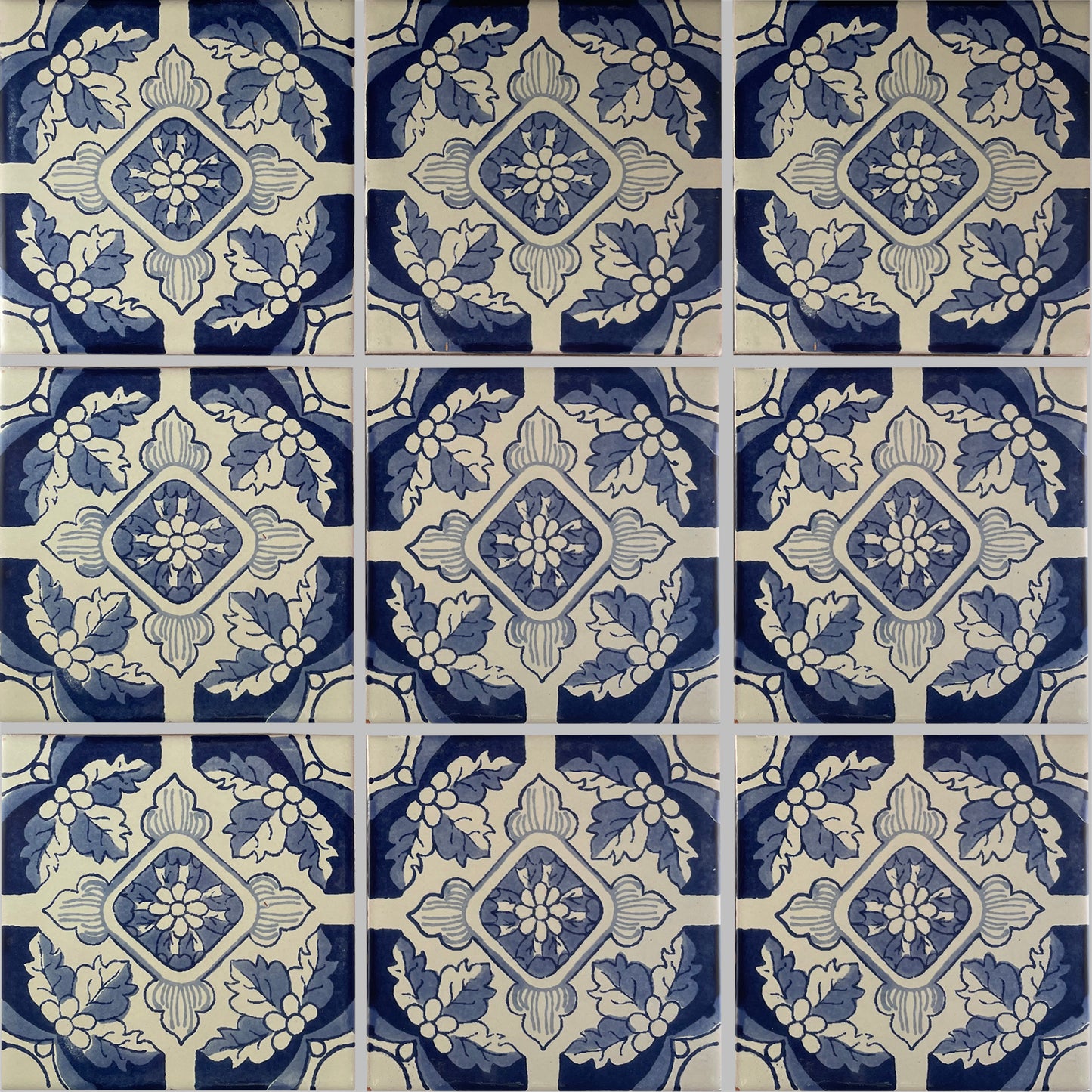 TalaMex Blue Poinsettias Talavera Mexican Tile