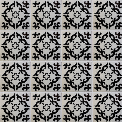 TalaMex Black Barroco Mexican Tile