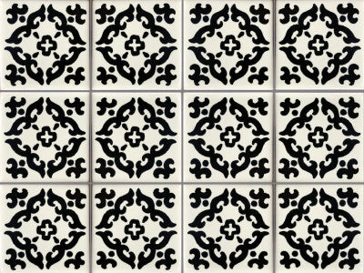TalaMex Black Barroco Mexican Tile