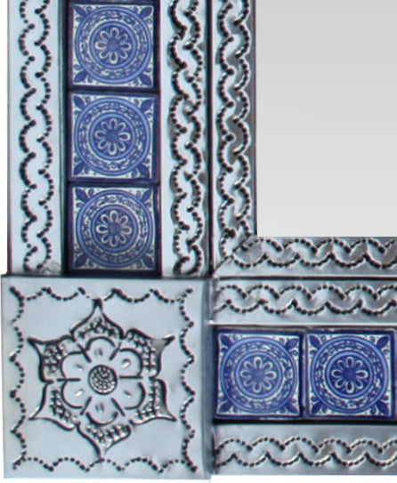 TalaMex Medium Silver Target Tile Mexican Mirror