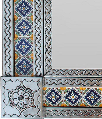 TalaMex Medium Silver Guadalajara Tile Mexican Mirror