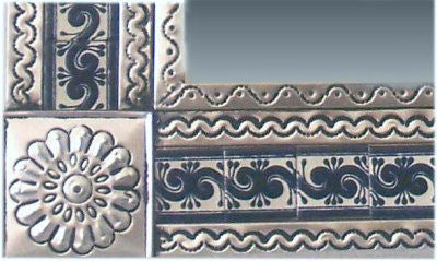 TalaMex Small Silver Caracol Tile Talavera Tin Mirror