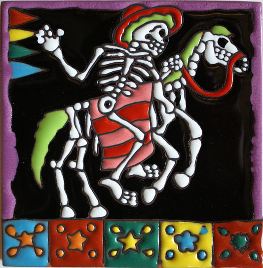 horse_ride._day-of-the-dead_clay_tile