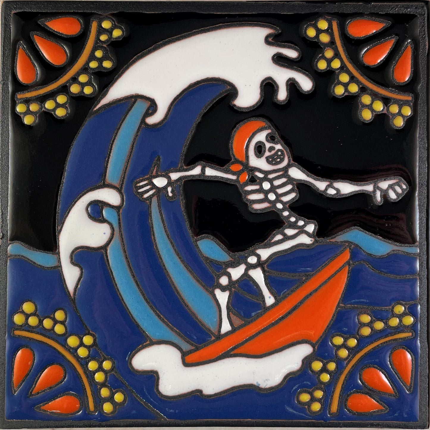 talamex_gone_surfing._day-of-the-dead_clay_tile