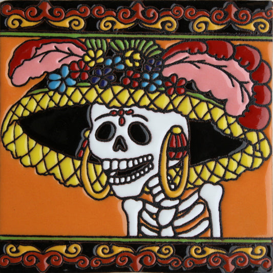 talamex_the_lady_in_hat._day-of-the-dead_clay_tile