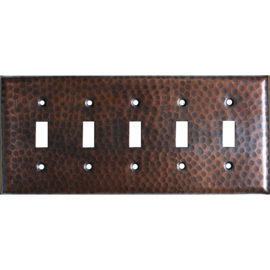 quintuple_switch_hammered_copper_switch_plate