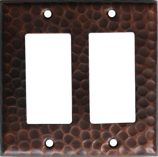 double_decora_hammered_copper_switch_plate