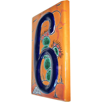 TalaMex Desert Talavera Ceramic House Number Six