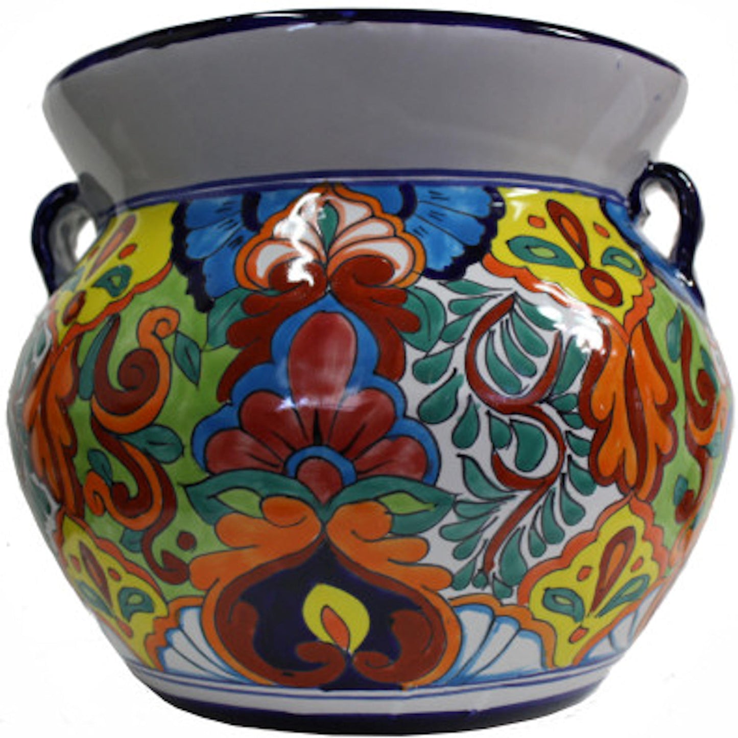 TalaMex Medium-Sized Rainbow Mexican Colors Talavera Ceramic Garden Pot