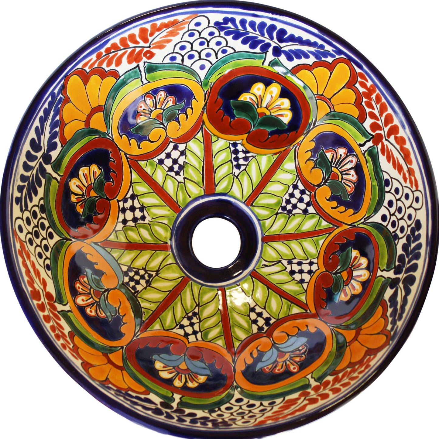 TalaMex Small-Sized Greca Ceramic Talavera Mexican Bathroom Vessel Sink