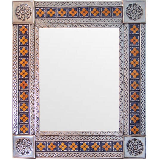 talamex_medium_silver_marigold_tile_talavera_tin_mirror