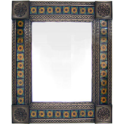 talamex_medium_brown_sunflower_tile_talavera_tin_mirror